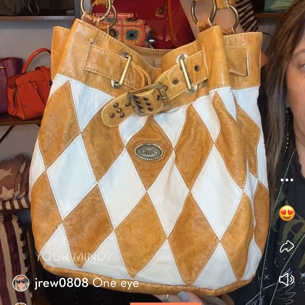 Dolce & Gabbana Tan & White Harlequin Shoulder Bag